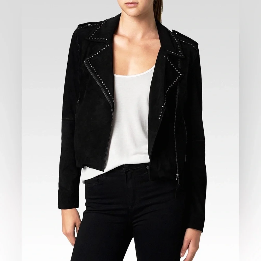 Paige Claris Studded Suede Moto Jacket - Picture 3 of 4